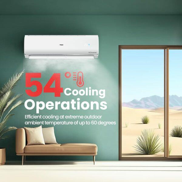 Haier HS50VP- POW3BN, 1.5 Ton 3 Star Dual Inverter Split AC with Tropical Twin Rotary, 7-in-1 Convertible Mode and 100% Grooved Copper, White