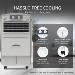 V-Guard Airotron 26L Personal Air Cooler with HoneyComb Pads & Ice Chamber, Grey
