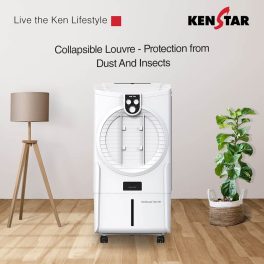 Kenstar Turbcool Neo HC, 50 Litre Desert Air Cooler with Honeycomb Cooling Pads, Motorised Louvre Movement, Ice Chamber, Powerful Fan and Inverter Compatible, White