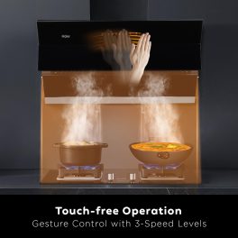 Haier HIH-V60HM-C, 60 CM Vertical Chimney with Powerful Suction, Gesture Control, Heat Auto Clean and Filterless Technology, Black
