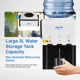 Voltas Spring RV, Water Dispenser with Refrigerator with Normal,Cold & Hot Tap, Black