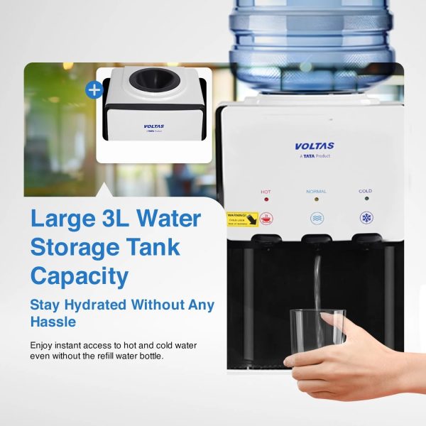 Voltas Spring RV, Water Dispenser with Refrigerator with Normal,Cold & Hot Tap, Black