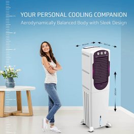 V-Guard Aikido 50L Tower Air Cooler with Honeycomb Pads & 4D Air Circulation, White