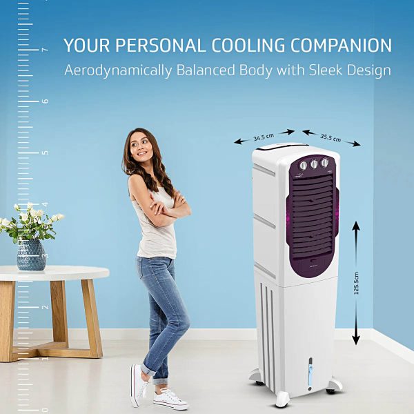 V-Guard Aikido 50L Tower Air Cooler with Honeycomb Pads & 4D Air Circulation, White