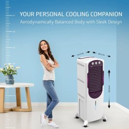 V-Guard Arido 35L Tower Air Cooler with Honeycomb Pads and 4D Air Circulation ,White