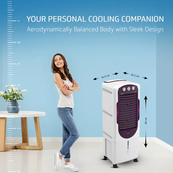 V-Guard Aikido 25L Tower Air Cooler with Honeycomb Pads & 4D Air Circulation, White