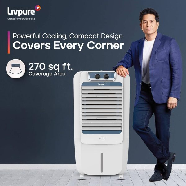 Livpure Coolmist 48L Personal Air Cooler with Honeycomb Pads & Ice Chamber, White