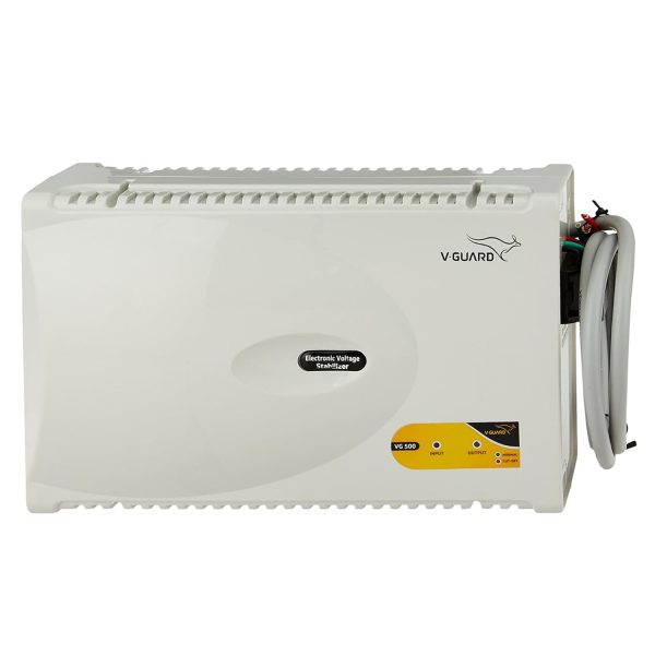 Vguard VG500, Stabilizer for 2 Ton AC with Low and High Voltage Cut-off Protection, Intelligent time delay system, Built in Thermal Overload Protection and 3 Year Warranty, White