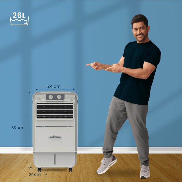 V-Guard Airotron 26L Personal Air Cooler with HoneyComb Pads & Ice Chamber, Grey