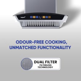 Livpure Flint Arc BLDC, 60 CM Chimney with Digital Touch, Motion Sensor, Autoclean, BLDC Motor and 9 Speed Control, Black