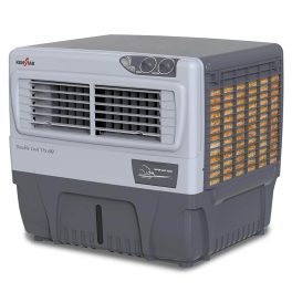 Kenstar Double Cool, 60 Litre Window Cooler with 3 Side Wood Wool Cooling Pads, Collapsible Louvres and Powerful Blower, White/Grey