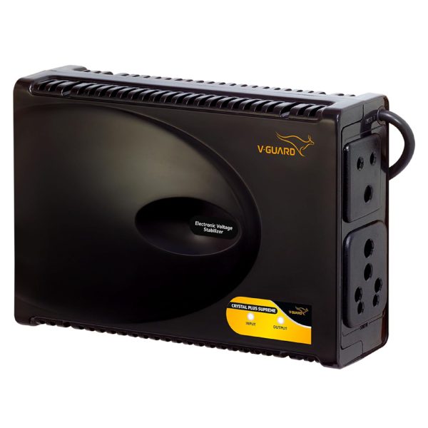 Vguard VG Crystal, Stabilizer for 43Inch TV with Built in Thermal Overload Protection, Primary Switching Technology and Output Voltage Correction without break, Black