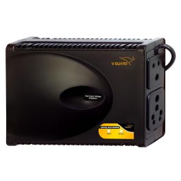Vguard Crystal Plus, Stabilizer for Up-To 55Inch TV Compatible High home theatre/Gaming console with Low Voltage Cut-off and Comes with Digital Display, Black