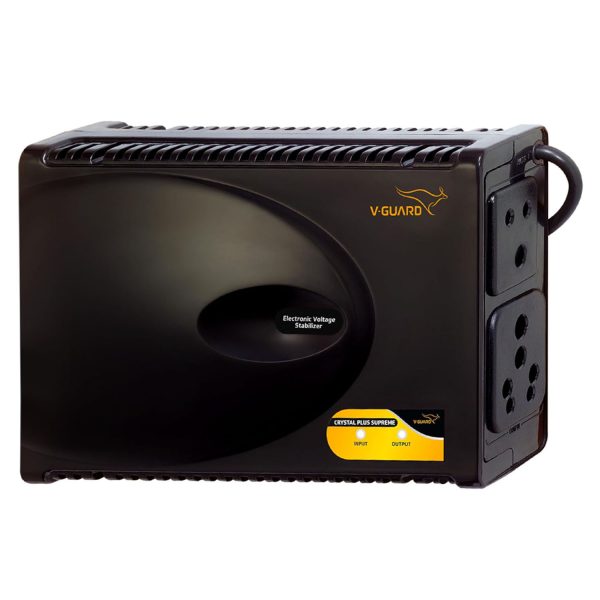 Vguard VG Crystal, Stabilizer for 43Inch TV with Built in Thermal Overload Protection, Primary Switching Technology and Output Voltage Correction without break, Black