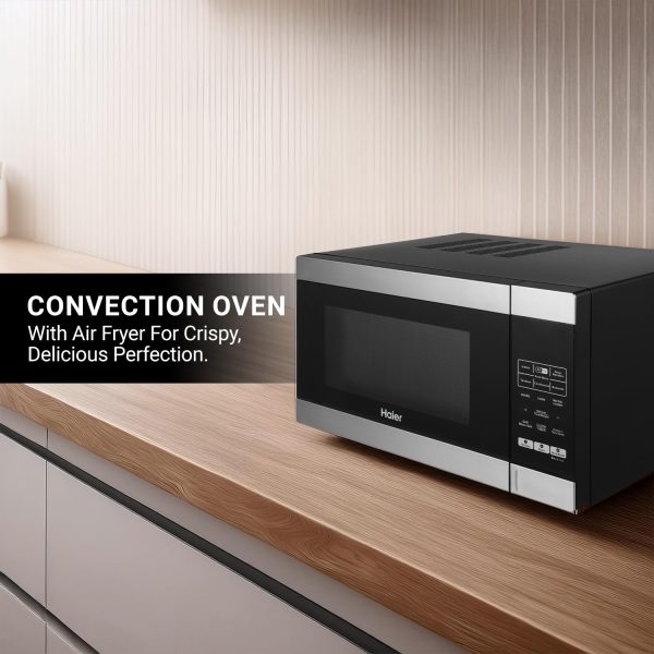 Haier HIL3001ARSB, 30 Litre Convection Microwave with In-built Air Fryer Function, Motorized Rotisserie and Stainless Steel Cavity, Black