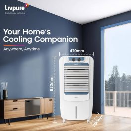 Livpure Coolmist 48L Personal Air Cooler with Honeycomb Pads & Ice Chamber, White