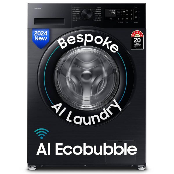 Samsung WW12DG5B24ABTL, 12 KG Fully Automatic Front Load Machine with 5 Star Rating, In-built Heater, Wi-Fi, 39 Minute Wash and 20 Year Compressor Warranty, Black