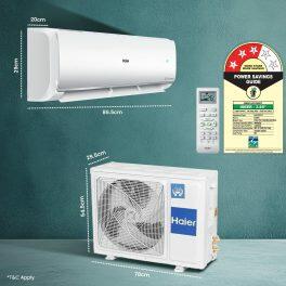 Haier HS50VP- POW3BN, 1.5 Ton 3 Star Dual Inverter Split AC with Tropical Twin Rotary, 7-in-1 Convertible Mode and 100% Grooved Copper, White