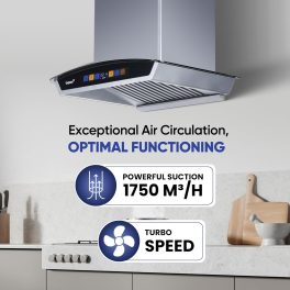Livpure Flint Arc BLDC, 60 CM Chimney with Digital Touch, Motion Sensor, Autoclean, BLDC Motor and 9 Speed Control, Black