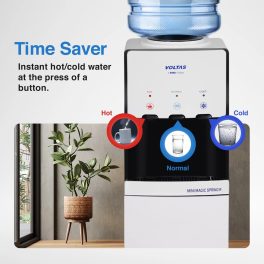 Voltas Spring RV, Water Dispenser with Refrigerator with Normal,Cold & Hot Tap, Black