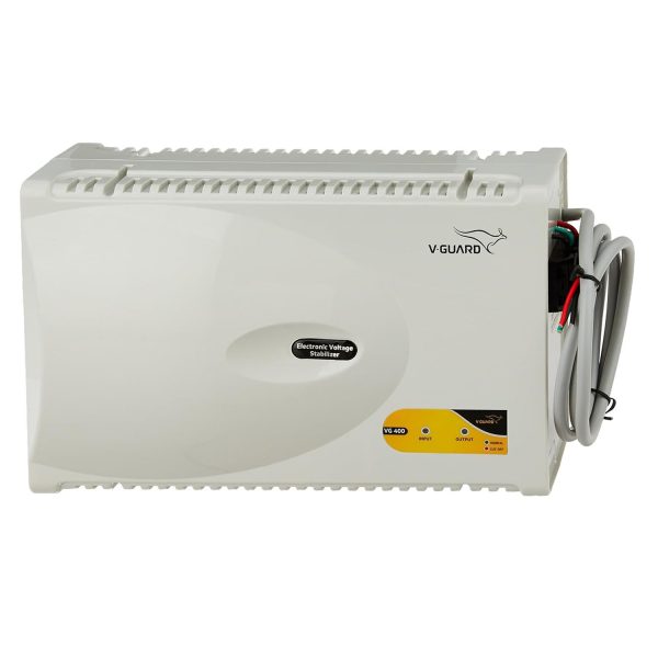 Vguard VG400, Stabilizer for 1.5 Ton AC with Low and High Voltage Cut-off Protection, Intelligent time delay system, Built in Thermal Overload Protection and 3 Year Warranty, White