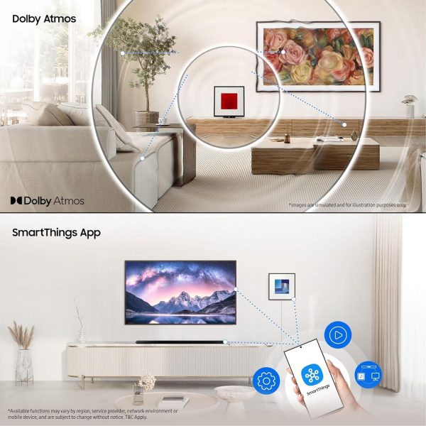 Samsung HW-LS60D, 120 Watt 2.0 Channel Music Frame with Dolby Atmos Soundbar, Wireless Music Streaming, Tap Sound Feature and Voice Assistant, Black