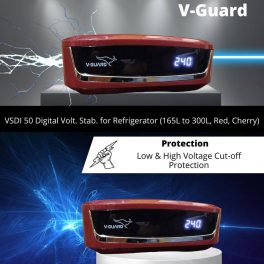 Vguard VSDI50, Stabilizer for Up-To 450 Litre with Digital Display System, Intelligent time delay System, ABS Cabinet and 5 Years Warranty, Red Cherry
