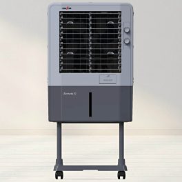 Kenstar Faratta 51 L, Personal Air Cooler with Quadraflow Technology, Double Ball Bearing Motor, 3 Wood Wool Cooling Pads and Powerful Fan, Grey