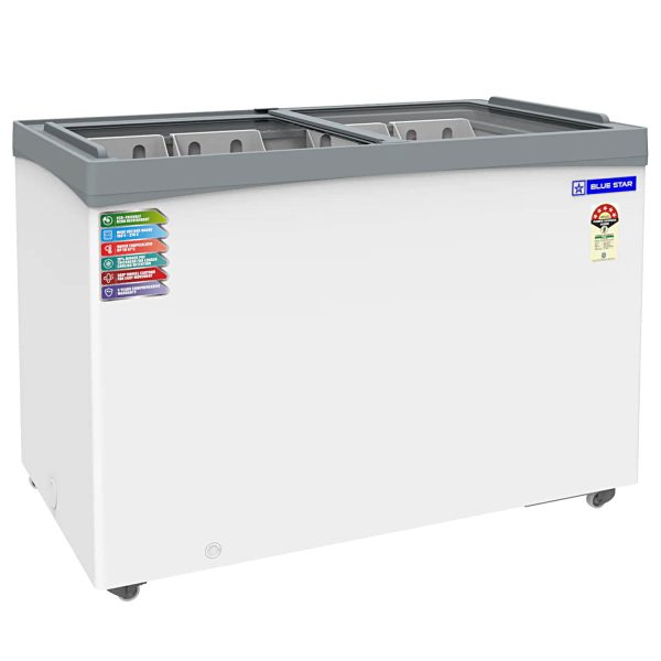 BlueStar GT5-350NP 315L Glass Top Deep Freezer with 5 Star Rating, White
