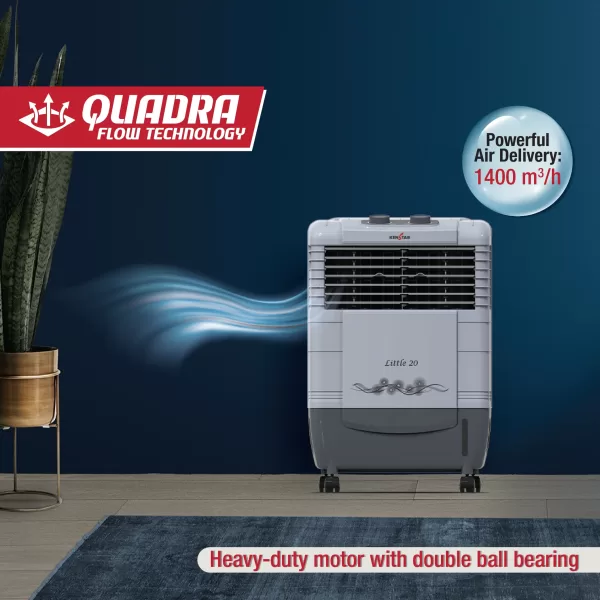 Kenstar Personal Air Cooler with Honeycomb Cooling Pads & Collapsible Louvers (Little HC, Grey)
