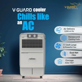 V-Guard Airotron 26L Personal Air Cooler with HoneyComb Pads & Ice Chamber, Grey