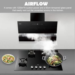 Haier HIH-V60HM-C, 60 CM Vertical Chimney with Powerful Suction, Gesture Control, Heat Auto Clean and Filterless Technology, Black