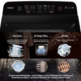 Haier 9 KG Top-Load Machine (HWM90-H678ES8, Dark Silver)
