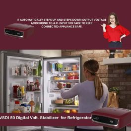 Vguard VSDI50, Stabilizer for Up-To 450 Litre with Digital Display System, Intelligent time delay System, ABS Cabinet and 5 Years Warranty, Red Cherry