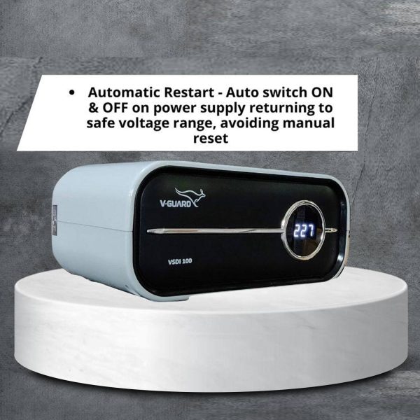 Vguard VSDI100, Stabilizer for Up-To 900 Litre with Digital Display System, Intelligent time delay System, ABS Cabinet and 5 Years Warranty, Grey