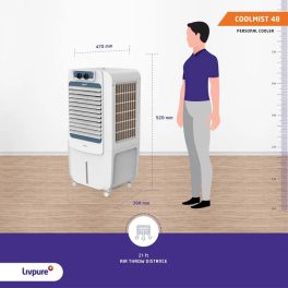Livpure Coolmist 48L Personal Air Cooler with Honeycomb Pads & Ice Chamber, White
