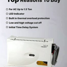 Vguard VG400, Stabilizer for 1.5 Ton AC with Low and High Voltage Cut-off Protection, Intelligent time delay system, Built in Thermal Overload Protection and 3 Year Warranty, White