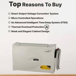 Vguard VG500, Stabilizer for 2 Ton AC with Low and High Voltage Cut-off Protection, Intelligent time delay system, Built in Thermal Overload Protection and 3 Year Warranty, White