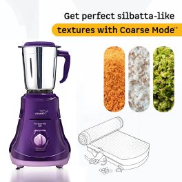 Vguard Turbogrind, 500 Watt 3 Mixer Grinder with Stainless Steel Jars, Sintered bush design and 2 year Warranty, Purple