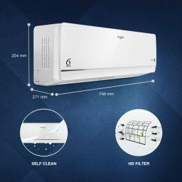 Whirlpool 3D Cool 1 Ton 3 Star Inverter Split AC with 5-in-1 Convertible, White