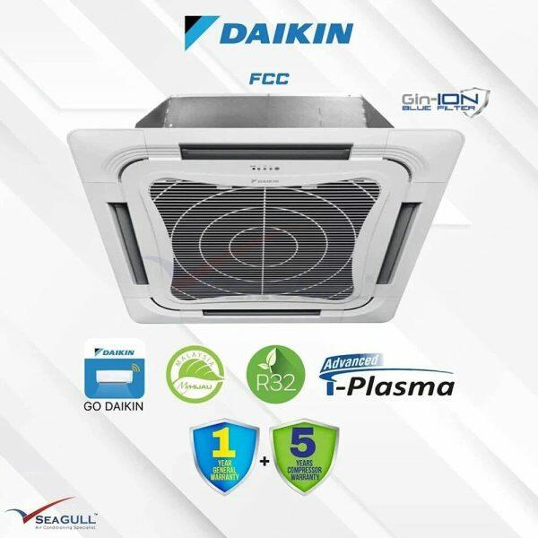 Daikin FCVFQ 4 Way 3 Ton Inverter Cassette AC with Auto Restart, White