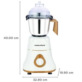 Morphy Brut Xtra, 800 Watt 3 Jar Mixer Grinder with Alluminium Jar Base, Overload Protection for Motor, Stainless Steel Jar and Break Resitant Jar handles and Dome Cap, White