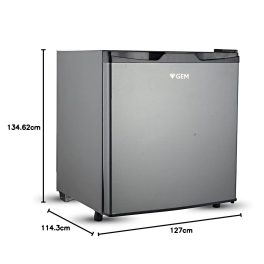GEM GRDN-70DGWC, 50 Litre Minibar Fridge with 1 Star Rating and Rotary Compressor, Silver