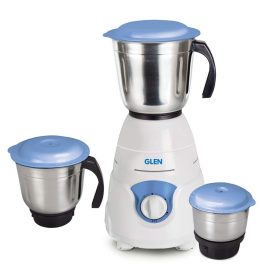 Glen SA-4029, 550 Watt 3 Jar Mixer Grinder with 3 Speed and Pulse Function, with Overload Protector, and 2 Year Warranty, White/Blue