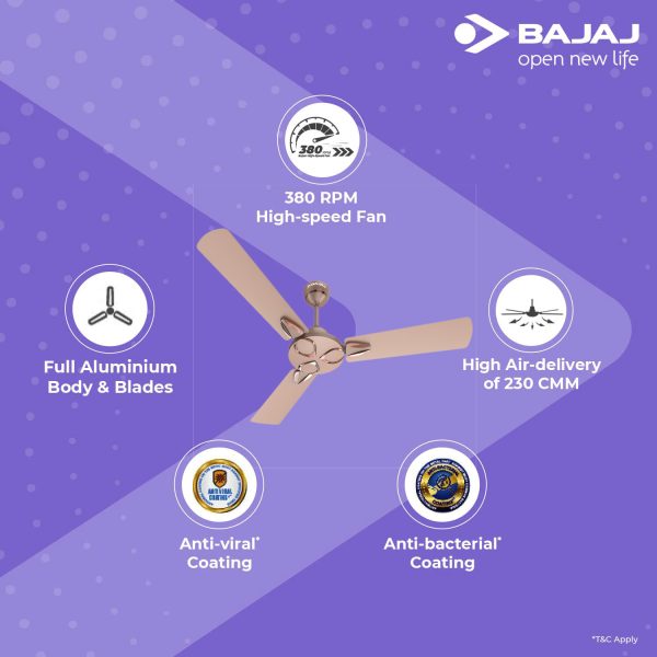 Bajaj Novella 1200MM, 48 Inch Ceiling Fan with 100% Copper Motor and Anti Dust Coating