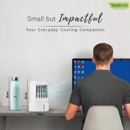 Symphony Duet Mini Personal Air Cooler with 8 Hours Battery, White