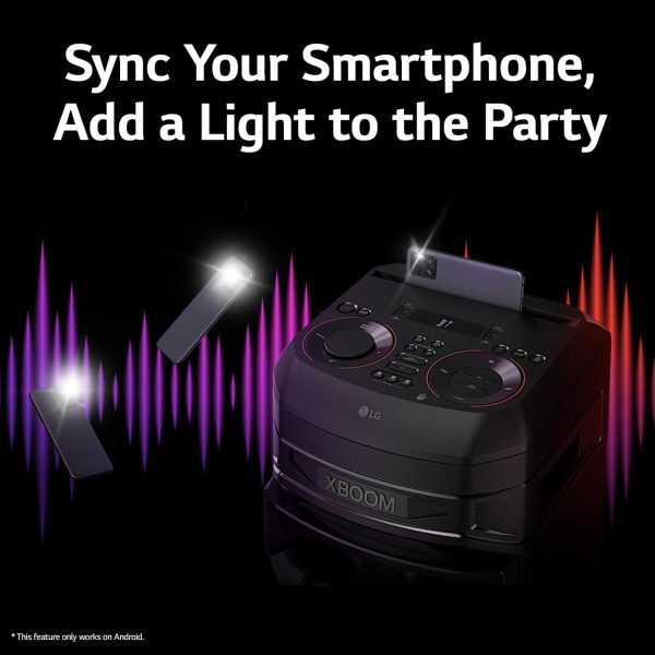 LG RNC5, Party Speaker with Double Super Bass Boost, Party Lighting, DJ Application, Karoke Star and Wireless Party Link, Black