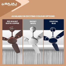 Bajaj Trendy EE 1200, 48 Inch 3 Star Ceiling Fan with 400 RPM, High Torque Motor and Blade Design Inspired by Petal, Snowy White