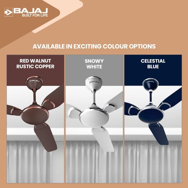 Bajaj Trendy EE 1200, 48 Inch 3 Star Ceiling Fan with 400 RPM, High Torque Motor and Blade Design Inspired by Petal, Snowy White