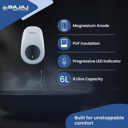Bajaj Verre Plus, 5 Litre Instant Water Heater with 6 Bar Pressure, Rust Proof Body and BIS Approved ISI Marking, White